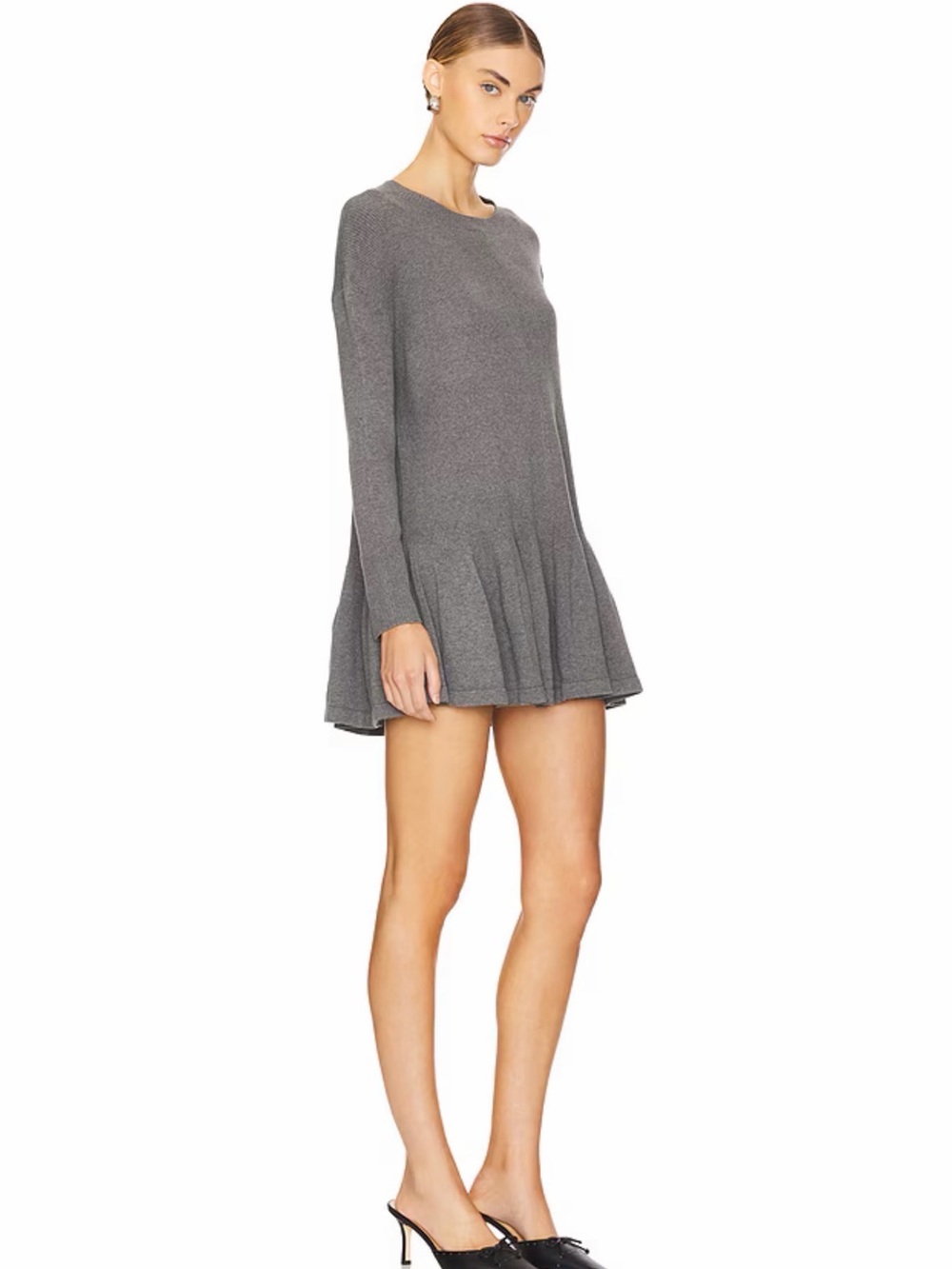 NWT Free People - Time On My Side Sweater Dress - Dark Heather Gray - Size Large